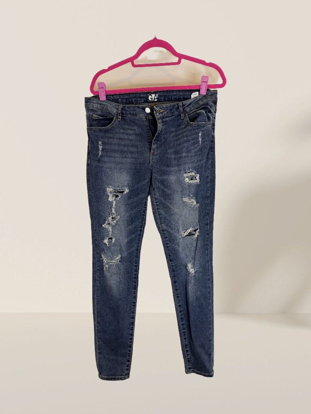 Garage Blue Ripped High-Waist Jeggings Sz 13 | Distressed Stretch Denim